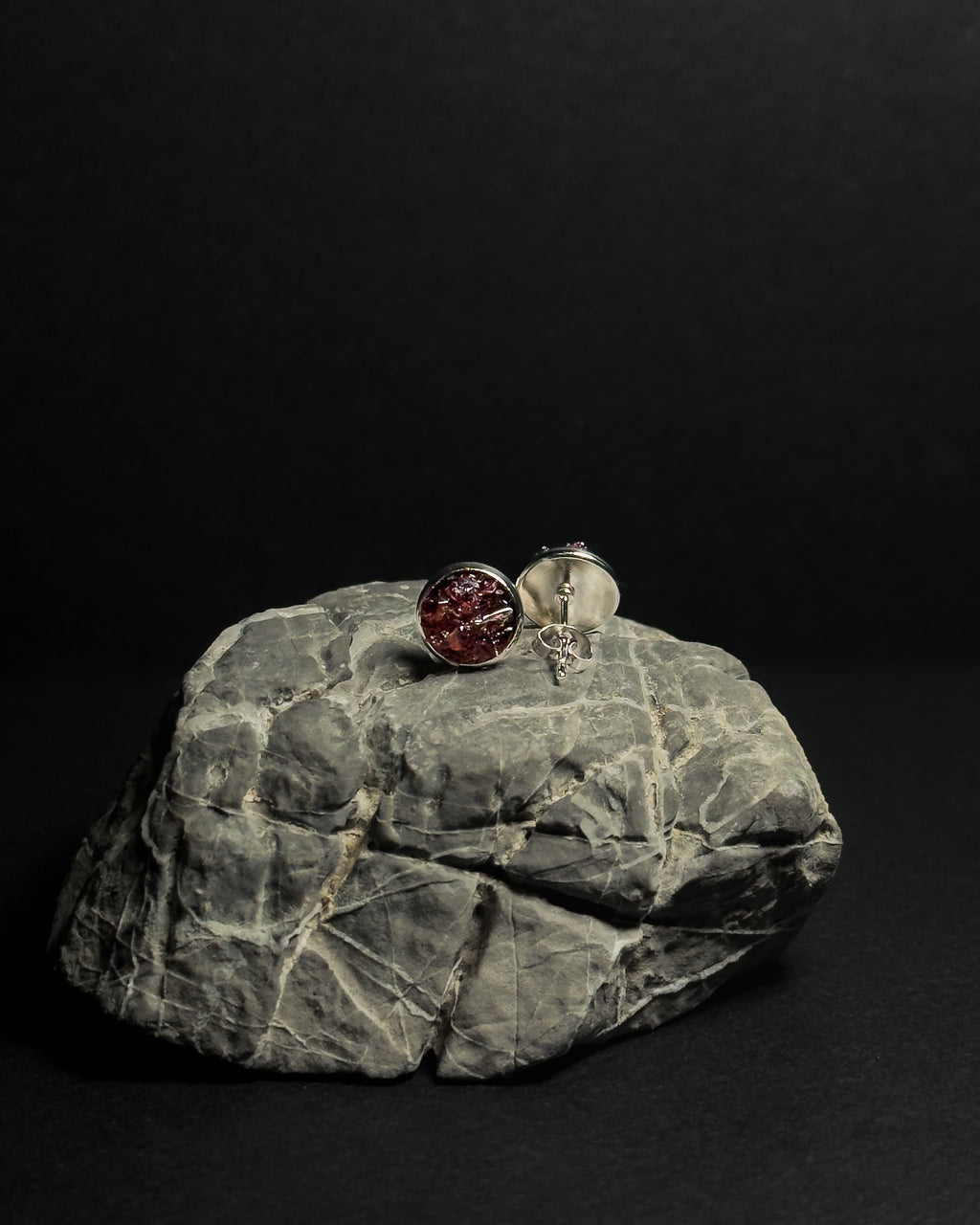 Reformed Studs: Red Garnet
